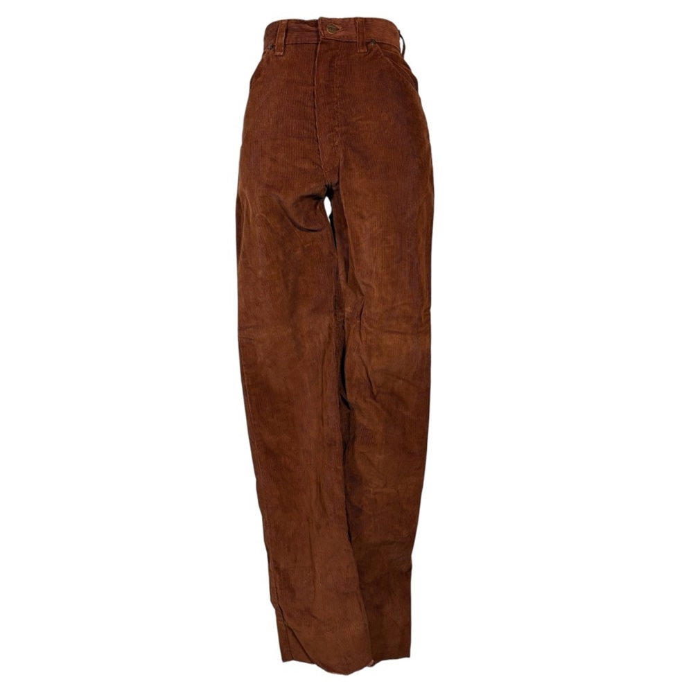 Vintage 70s Wrangler Corduroy Pants Retro XS Brown High Waist Straight Leg USA